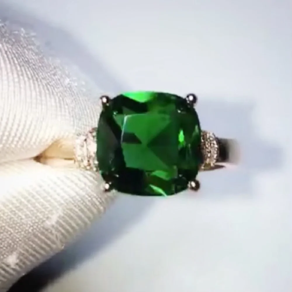 🆕18k RG/925 Silver Lab Created Emerald Ring - Picture 7 of 8